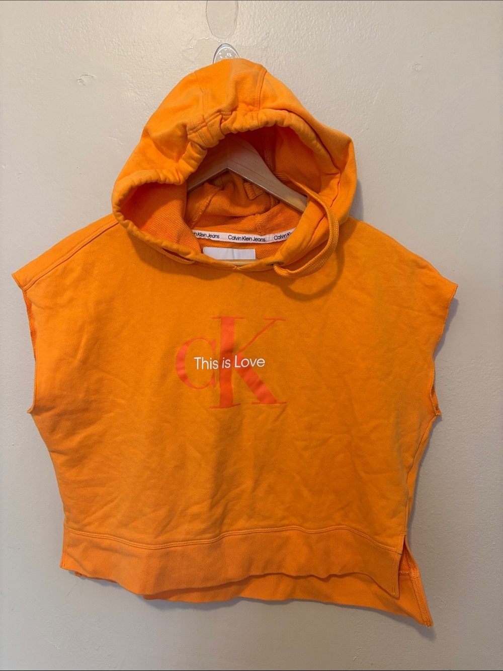 Calvin Klein Orange Sleeveless Puffer Hoodie